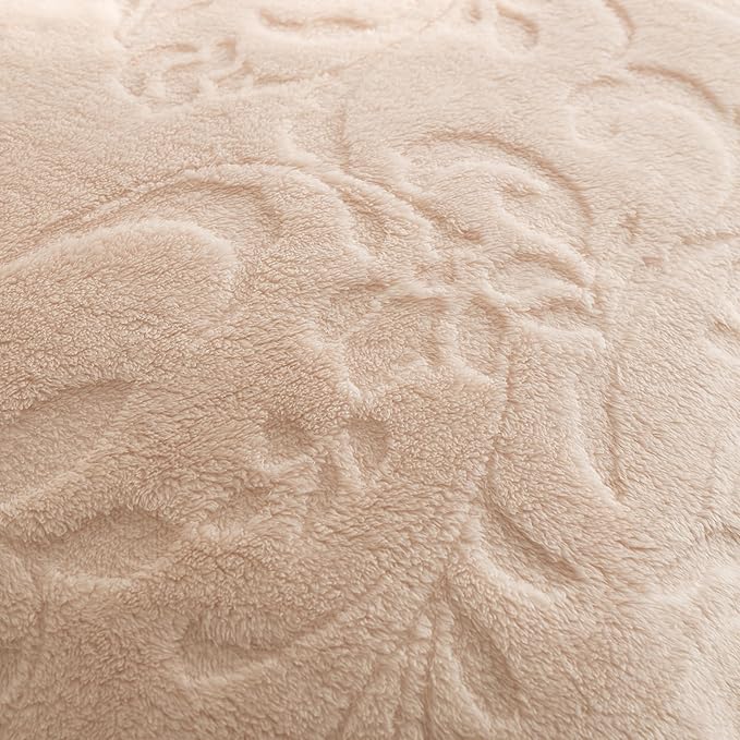 UKELER Ultra Soft Fuzzy Sherpa Fleece Throw Blanket 50 × 60 inch, Thick Floral Sherpa Blanket for All Season, Warm and Cozy Blanket for Couch Bed Sofa Office Camping, Off-White