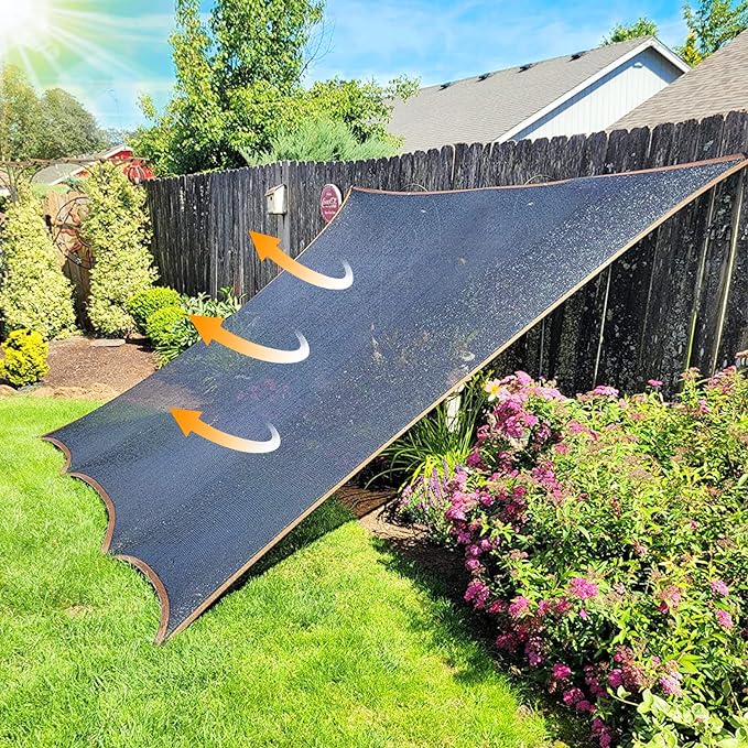 QLOFEI 60-70% Shade Cloth with Grommets, Sunblock Shade Sail Mesh Tarp for Plant Greenhouse, Easy to Hang Shade Cloth for Patio Kennel Chicken Coop Lawn Garden Shade Neting Cover, 10x14 FT