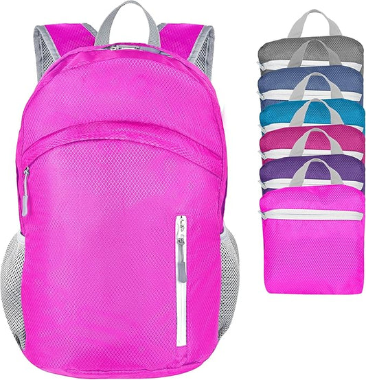 Waterproof Foldable Backpack Dry Storage Lightweight Daypack 35L Outdoor Backpack for Beach Men Women Hot Pink