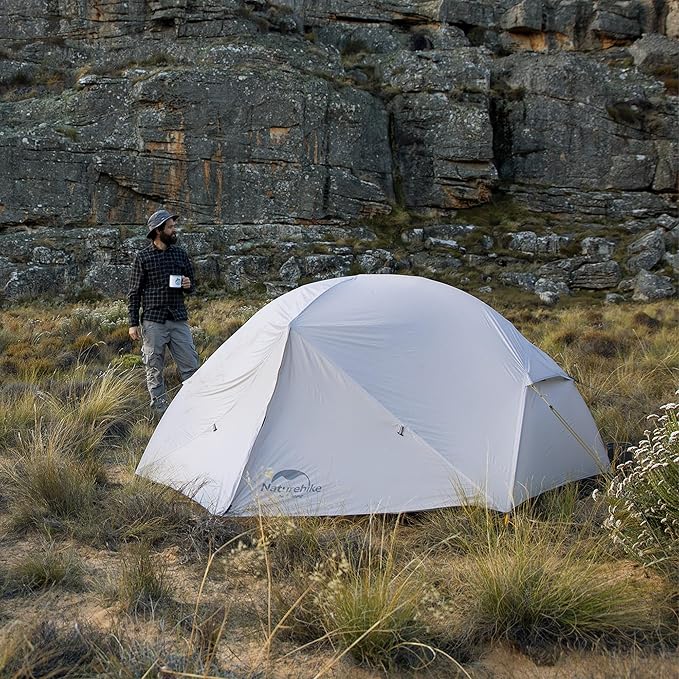 Naturehike Mongar UL Tent [2025 Upgrade] - 1-2 Person Ultralight 3 Season Camping Tent, Waterproof One Person Two Person Backpacking Tent for Hiking, Cycling, Easy Setup