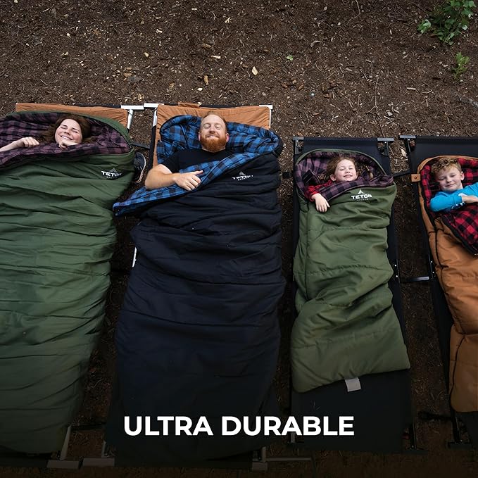 Teton Mammoth Queen Size Double Sleeping Bag- A Warm Bag The Whole Family can Enjoy – Great for Camping, Hunting and Base Camp. Compression Sack Included
