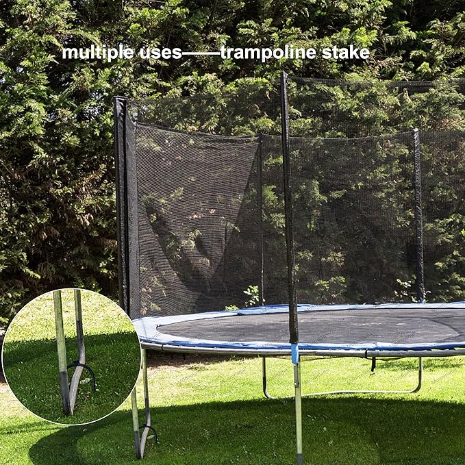 Moonmama Ground Stakes Steel Rebar Stakes Tents Nails Heavy Duty Garden Stake Ground Anchor Pegs U Shaped Metal Fences Stake for Trampolines Camping Canopies Sheds Swing Sets, 10inch 10ge