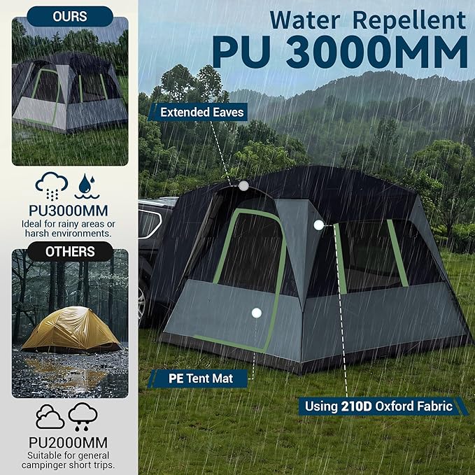 5/6 Person SUV Tent for Camping, SUV Tailgate Tent,Truck Car Tent Weather Resistant Portable for Car SUV Van Camping, Includes Rainfly and Storage Bag, 10' W X 8' L X 7.1' H
