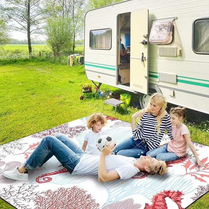 Beach Blanket, Sandproof Beach Mat, Waterproof Quick Drying Lightweight Outdoor Aztec Picnic Mat 79" X 83"/120"x108" for 2-8 Adults for Travel, Camping, Hiking