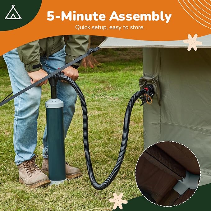 EROMMY 4/6/8/12 Person Inflatable Tent with Skylight, 4 Season Blow Up Tents with Hand Pump for Outdoor Camping & Hiking, Easy Set-up Windproof Sunproof Waterproof