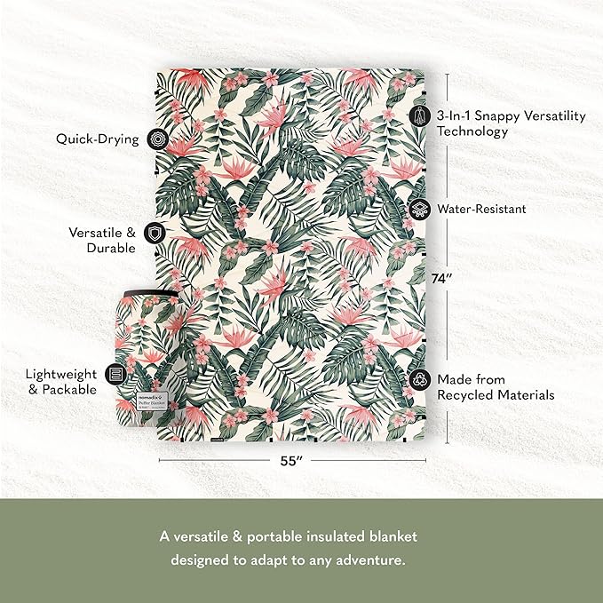 Nomadix Puffer Blanket – Water-Resistant, Eco-Friendly Insulated Blanket with Snaps for Camping, Beach, and Travel, Made from Recycled Materials