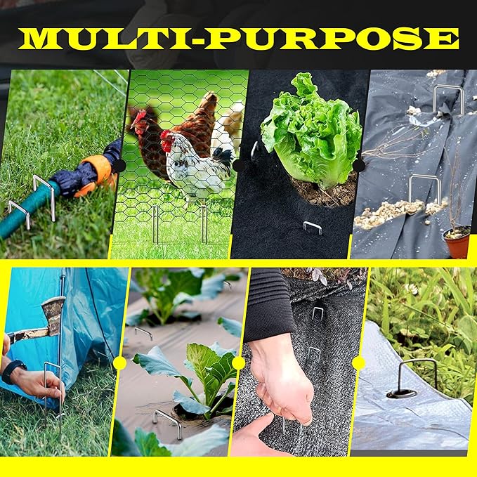 375 Pack x 6 Inch Landscape Staples Galvanised, Fabric Pins, 11 Gauge, Garden Staples, Tent Stakes, Fabric Pins for Lawn, Fence, Tent, Decoration, Weed Barrier, Outdoor. (375 x 6in)