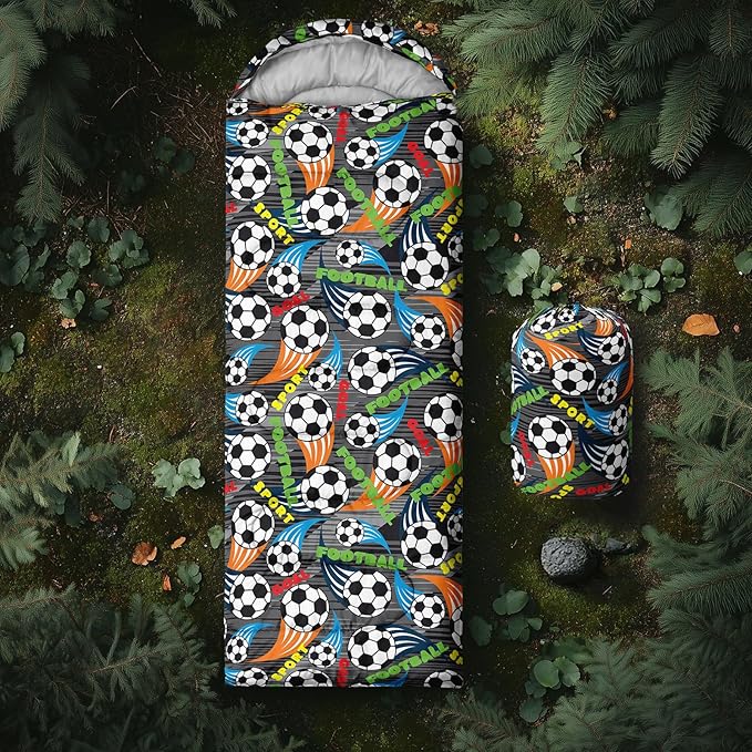 AILONEN Boys Sleeping Bag for Camping,Nautical Anchor,Lightweight & Waterproof,3 Season Warm & Cool Weather,Navy Blue Sleeping Bags for Kids Men Travelling,Outdoors