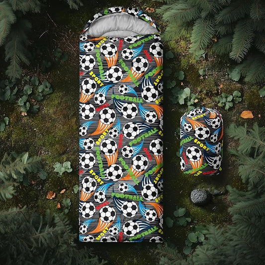 AILONEN Boys Sleeping Bag for Camping,Nautical Anchor,Lightweight & Waterproof,3 Season Warm & Cool Weather,Navy Blue Sleeping Bags for Kids Men Travelling,Outdoors