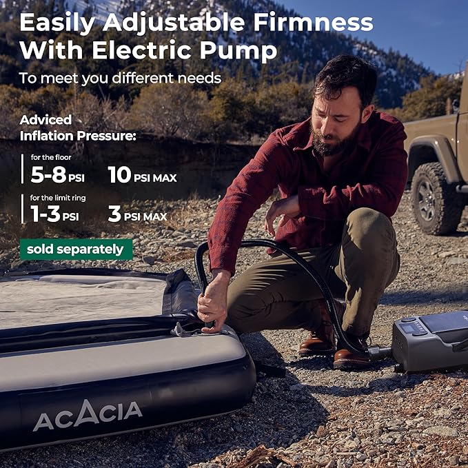 ACACIA Air Floor 2-3 Person for Space Camping System, 4-Layer, 6-Inch-Thick Inflatable Floor for Floating Tent, Waterproof Moistureproof Camping Base with Removable Carpet, Repair Patch, Carry Bag
