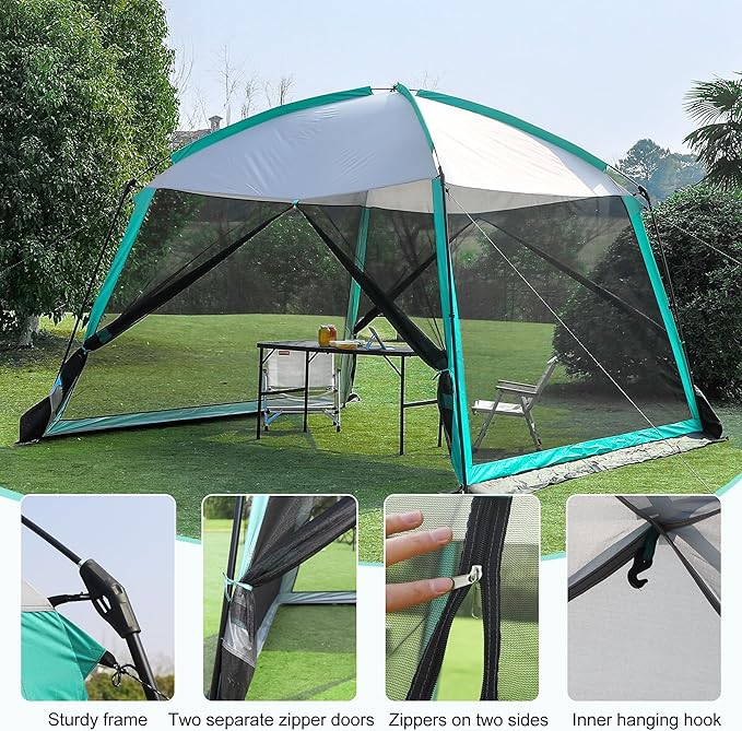 Screen House Room 11x11 Ft Mesh Net Tent Canopy Shelter Gazebo, Easy Setup & Waterproof & Sunshade, Suitable for Camping Trip, Backyard, Beach, Picnic