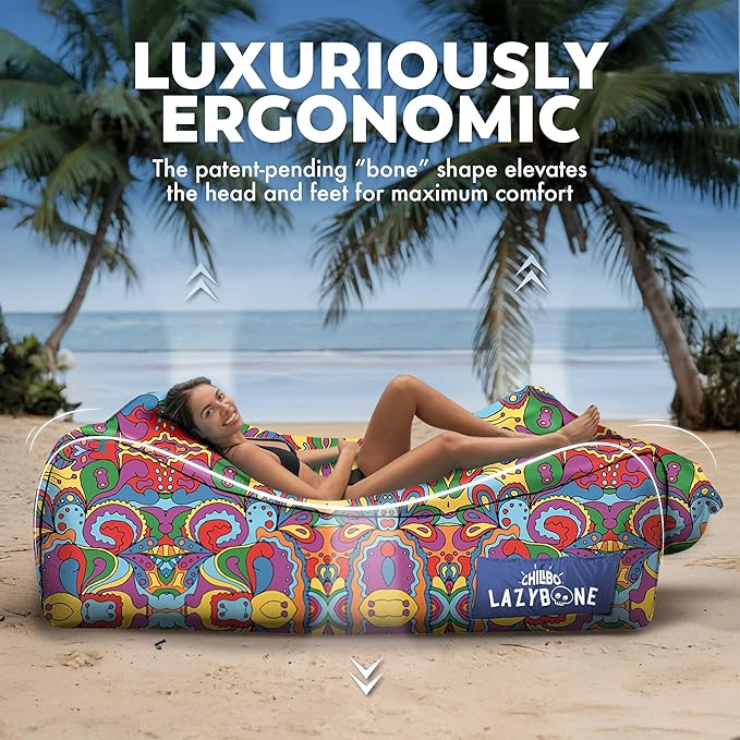 Chillbo Lazybone Inflatable Couch - Ultimate Inflatable Lounger for Maximum Chill - The Perfect Blow Up Couch for Music Festivals Or Inflatable Lounger for Camping