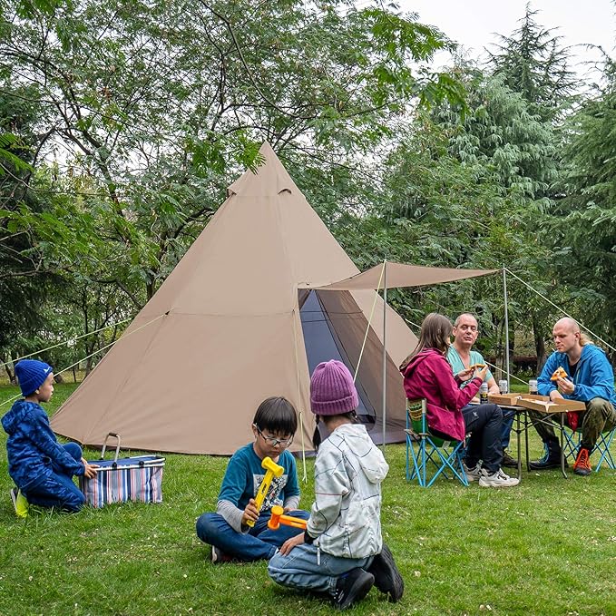 KAZOO Family Camping Tent Large Waterproof Tipi Tents 8 Person Room Teepee Tent Instant Setup Double Layer