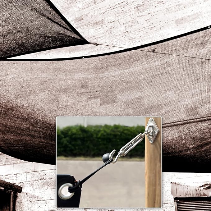 Shade Sail Hardware Kit 6 inch with 131FT 1/8" Wire Rope Kit for Triangle Rectangle Sun Shade Sail Outdoor Installation turnbuckles for Cables Wire for Outdoor,Garden,Kitchen,Craft,243PCS