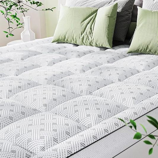3 Inch Mattress Topper Queen,Pillow Top Mattress Topper with Bamboo Rayon Cover,Breathable Mesh Side Mattress Pad,21" Deep Pocket,Soft Support for Queen Size Memory Foam Mattress Bed Topper