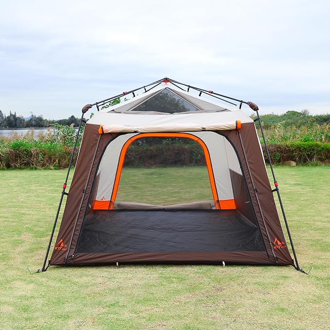 KTT Extra Large Tent 6-10-12-14 Person(B),Family Cabin Tents,2 Rooms,3 Doors and 3 Windows with Mesh,Straight Wall,Waterproof,Double Layer,Big Tent for Outdoor,Picnic,Camping,Family Gathering