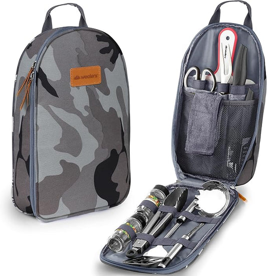 Camp Kitchen Cooking Utensil Set Travel Organizer Grill Accessories Portable Compact Gear for Backpacking BBQ Camping Hiking Travel Cookware Kit Water Resistant Case