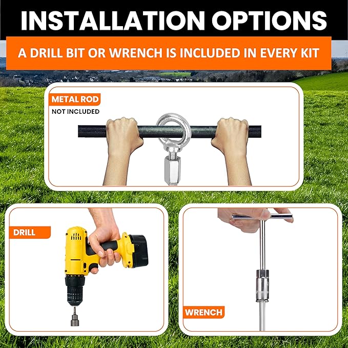 Earth Anchors - 18" Set of 4 Heavy Duty Ground Stakes - Screw in Anchors for Mobile Homes, Sheds, Swing Sets, Trees, Awnings & Canopies - Includes Drill Bit