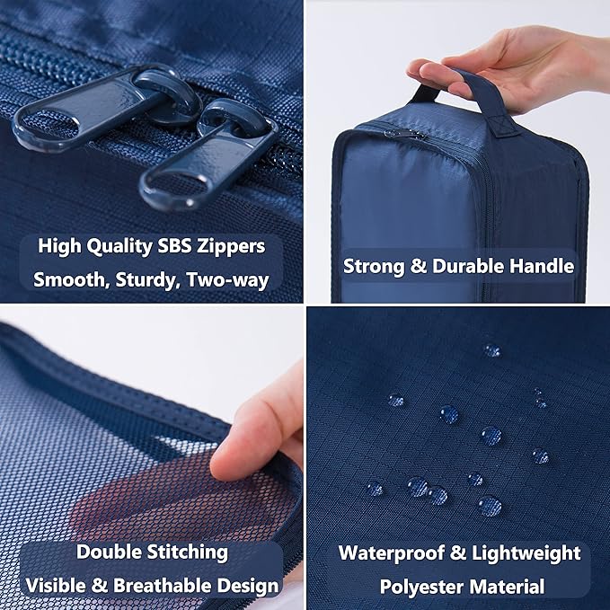 tianzong 7-piece Set Packing Cubes, Travel Bags for Luggage, Packing Organizers with Shoe Bag (Navy Blue)