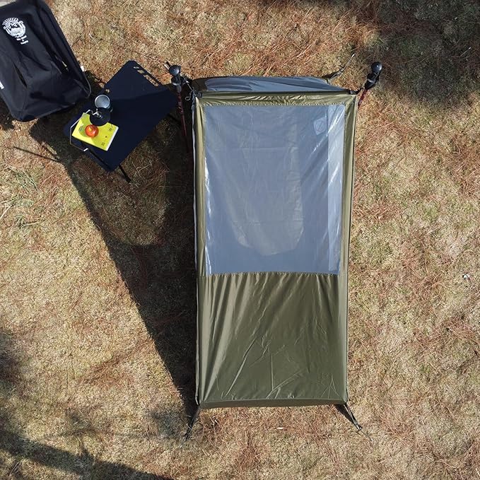 Airy Solo Mesh Tent with 2 Openings Inner Tent for Tarp Waterproof Bathtub Floor for Backpacking Hiking Patio Outdoor Camping