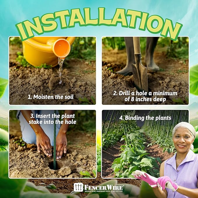 Fencer Wire 25 Pack of 7ft / 84 Inch Durable Metal Plant Supports Garden Stakes, Plant Stakes, Garden Poles for Outdoor & Indoor, Plant Support and Sticks for Tomato, Potted Plants, Beans, Cucumbers