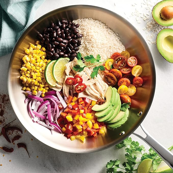 Tramontina Boston Tri-Ply Clad Stainless Steel 12-Inch Large Frying Pan, Induction-Ready Skillet, Dishwasher-Safe, NSF-Certified, Made in Brazil