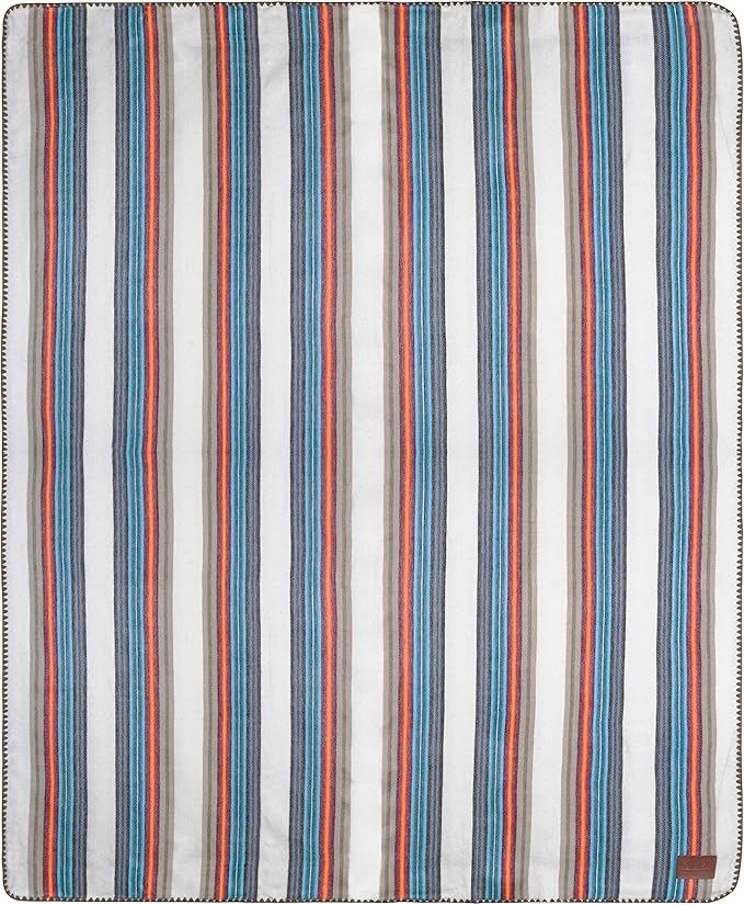 QISU Alpaca Wool Blanket Throw | Large, Beautiful, Warm, Variegated | 85 x 65 inches | Ultra-Soft, Hypoallergenic and Breathable | Non-Itchy or Scratchy Fabric (White Blue Variegated)