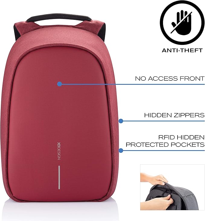 XDDesign Bobby Hero 16 Liter Anti Theft Laptop Backpack, Padded 15.6" Laptop Sleeve, Recycled Material, Water Repellent, USB Charging Port, Travel Carry on Flight Approved for Men&Women