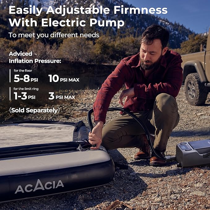 ACACIA Space Air Floor 4 Person, 6 Inches Thick 4 Layers Inflatable Air Mattress with Removable Carpet and Carry Bag, Waterproof Moistureproof Mat Base for Camping, Lake, Pool Floating