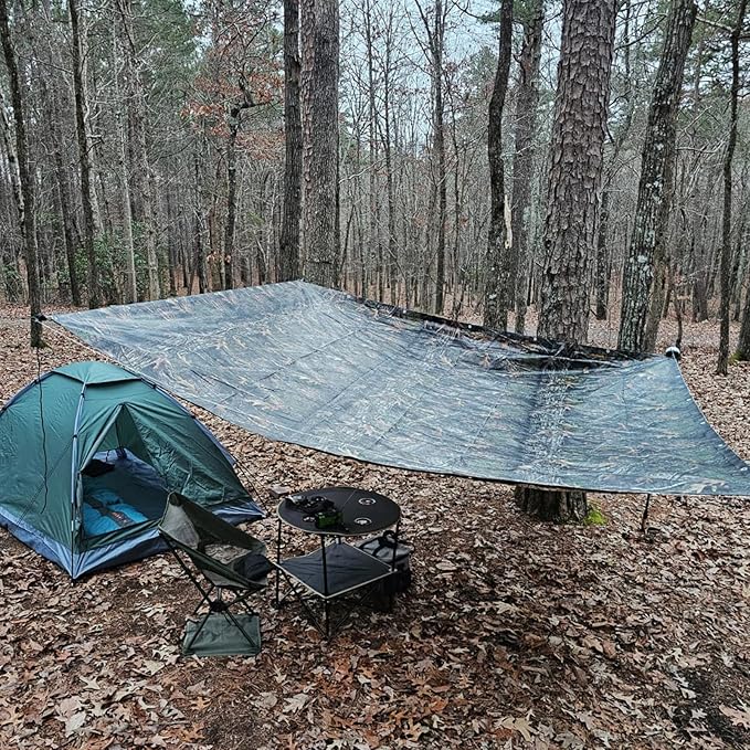 Heavy Duty 9 Mil Tarp Cover Waterproof UV Resistant Tarpaulin Used for Outdoor, Hunting, Camping, Backpacking, Canopy Tent, Ground Tarp, Cover Boat, Motorcycles, Roofs, Wood