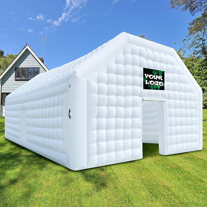 WARSUN Large White Inflatable Night Club 30x20x13Ft Inflatable Party Tent with Logo Area Disco Cube Gazebo Event House for Wedding Birthday Raves Dance Floor Yard Party Business