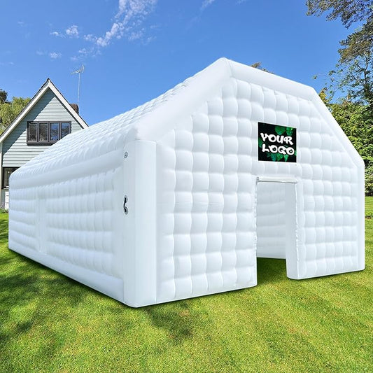 WARSUN Large White Inflatable Night Club 30x20x13Ft Inflatable Party Tent with Logo Area Disco Cube Gazebo Event House for Wedding Birthday Raves Dance Floor Yard Party Business