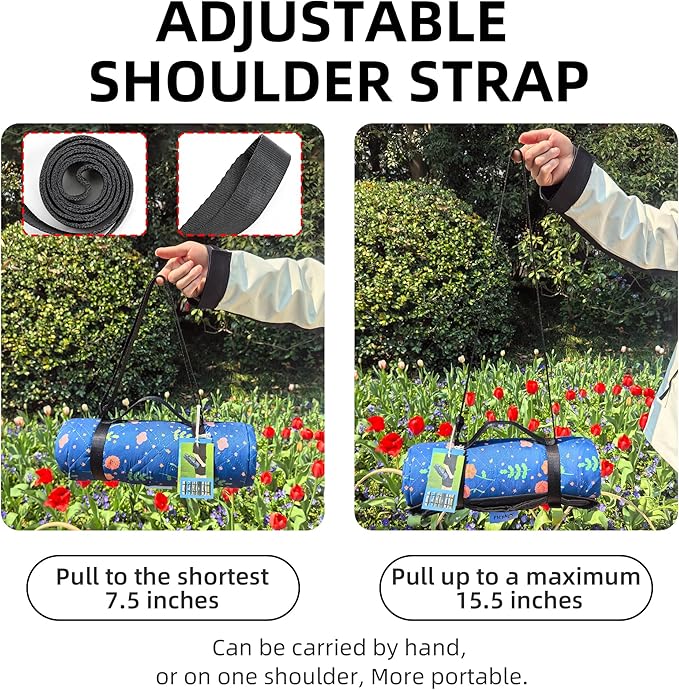 Outdoor Picnic Blanket Blue Floral 60"x80" Sandproof Beach Blanket Waterproof Picnic Blankets Foldable for Caming, Beach, Outdoor Activities.