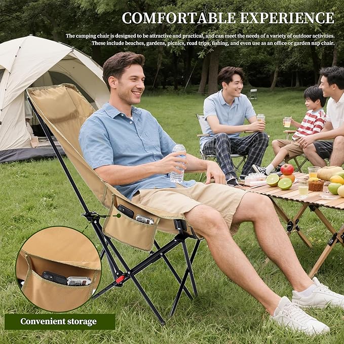 CXC Reclining Camp Chair – Comfortable Folding Chair with Foot Rest & Adjustable Back Angle, Ideal for Office Naps, Fishing, Patio, Camping, Movie Nights, and Sports Viewing