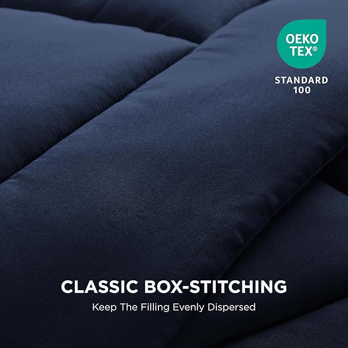 Bedsure Comforter Duvet Insert - Quilted Comforters Twin XL Size, All Season Duvet, GentleSoft Down Alternative Bedding, with 8 Tabs, Gifts for Women/Men, Navy Blue, Twin XL 92 x 68 Inches