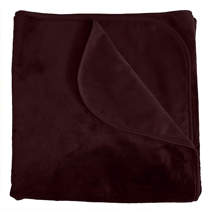 Mambe Silky Waterproof Throw for Protecting Furniture Bed Couch from Stains Caused by Dogs, Cats, Incontinence. Soft, Washable, Reversible. (Size Medium 70x70 inches, Color Merlot)