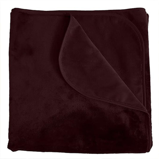Mambe Silky Waterproof Throw for Protecting Furniture Bed Couch from Stains Caused by Dogs, Cats, Incontinence. Soft, Washable, Reversible. (Size Medium 70x70 inches, Color Merlot)