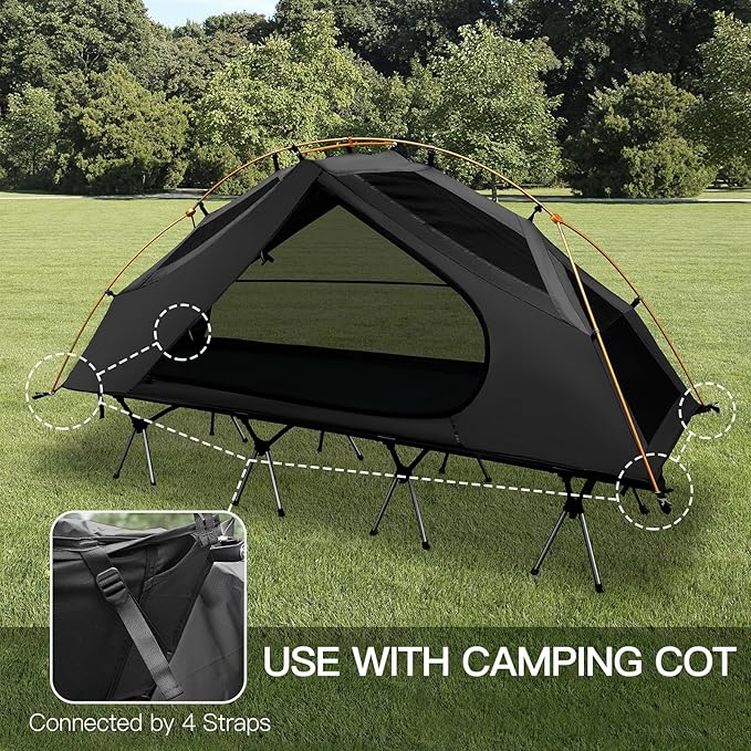 Night Cat Camping Cot Tent - Waterproof 1-Person Off-Ground Combo Cot Bed for Adults Portable Easy Set-up Tent