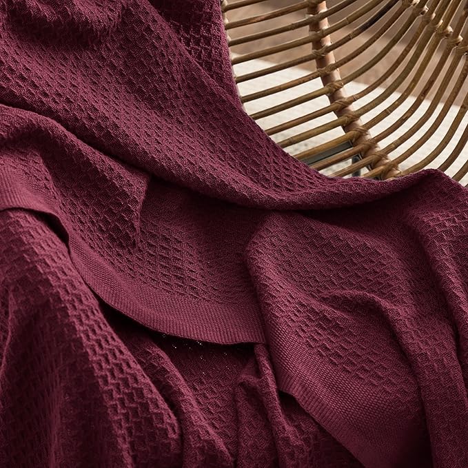 Bedsure Gentlesoft 100% Cotton Blanket Twin XL Size for College Dorm - Breathable and Soft, Waffle Weave Twin Blanket for Summer, Dorm Room Essentials, Red, 66x90 inches