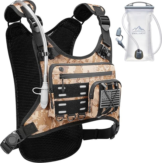 Running Vest with 2L Water Bladder, Hydration Backpack, USA Original Patent, Lightweight Hydration Pack with Gear Holder, Reflective Chest Pack for Men Women for Marathon