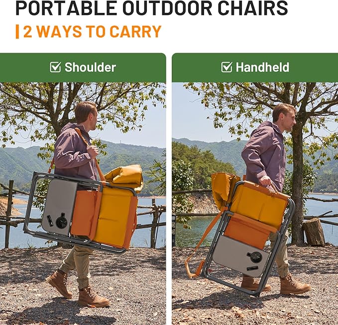 Timber Ridge XXL Director’s Chair – Heavy Duty Folding Chair with Side Table, 500 lb Capacity, Extra Wide Padded Seat for Camping, Sports, Beach, Patio, and Outdoor Use, Orange