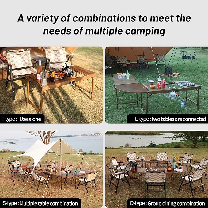 Camping Kitchen Table, Large Outdoor Camping Kitchen Station with Burner Single Portable Folding Cooking Tables Storage Organizer for Picnic BBQ Beach (Camping Kitchen with Burner)