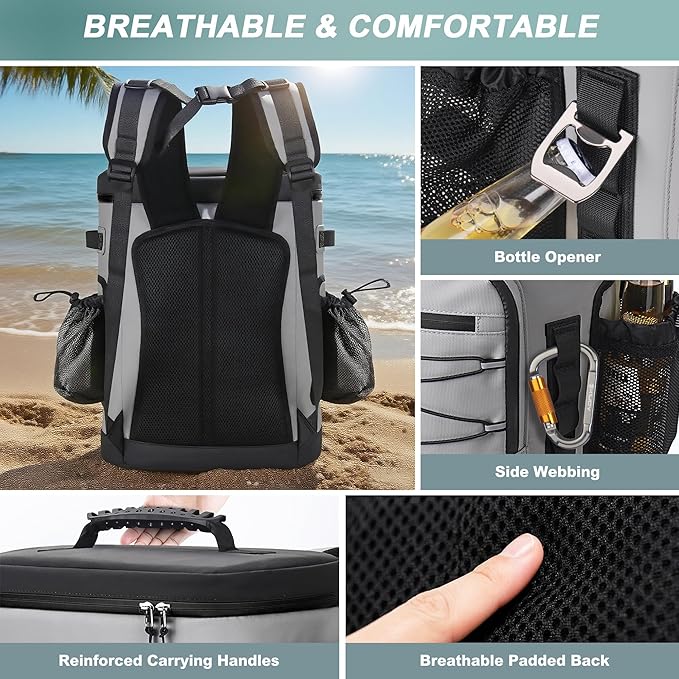 Large 52cans Cooler Backpack, Insulated, Waterproof, Leak Proof, 30L Large Capacity