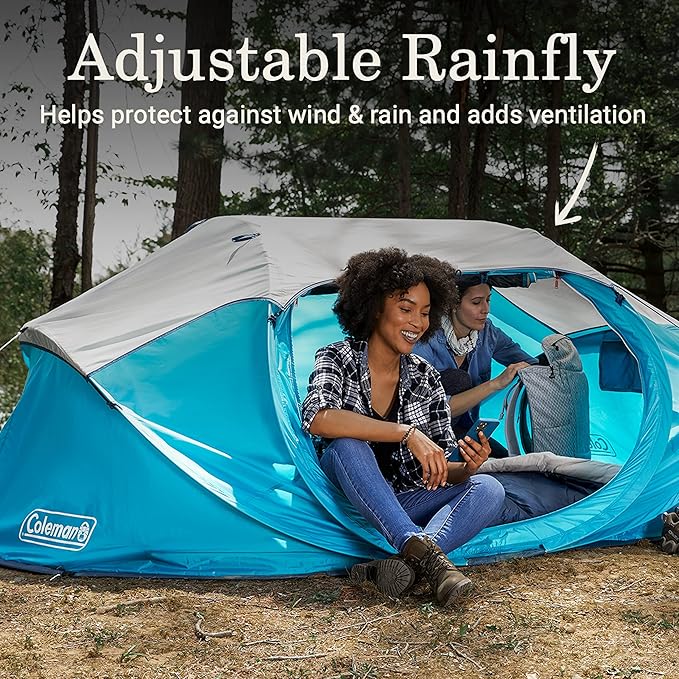 Coleman Pop-Up Instant Tent Sets Up in 10 Seconds, Portable & Lightweight 2/4 Person Weatherproof Camping Tent with Adjustable Rainfly