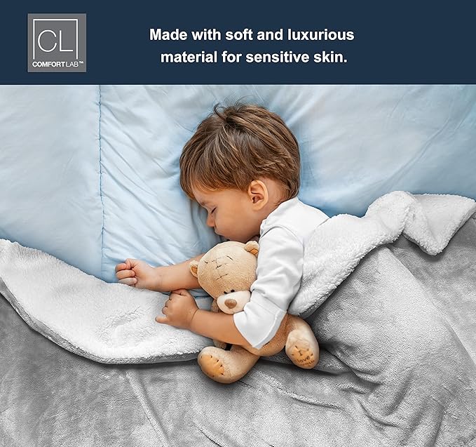 Comfort Lab Reversible Flannel Sherpa Throw Blanket - Elegant Fluffy Throw Blankets for Couch and Home Decor - Anti Pilling Non Shedding Cozy & Warm Fleece Throws - Baby/Pet (30" x 40") - Grey