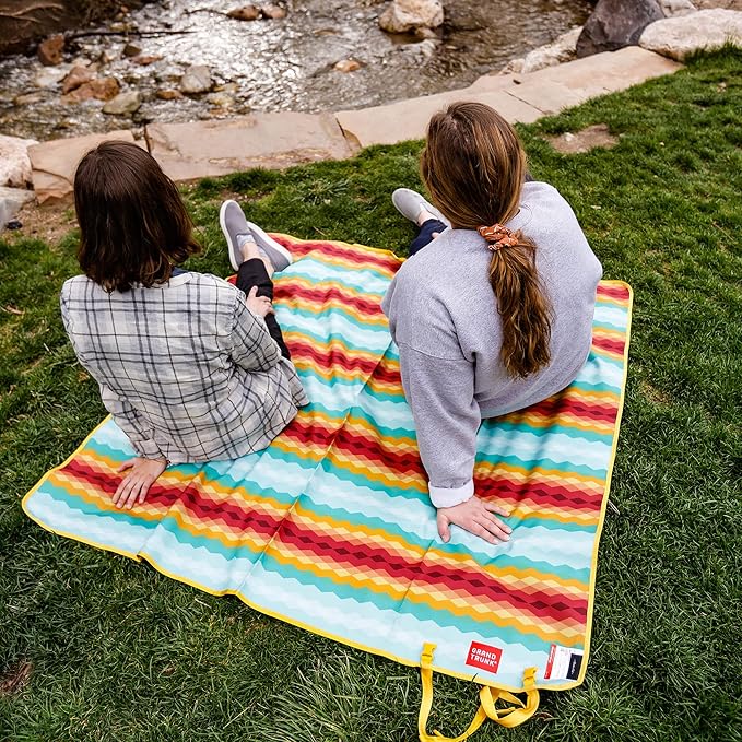 GRAND TRUNK Meadow Mat Large - Waterproof Outdoor Blanket for Picnic, Beach & Camping, Stakes Included (Blue Nile)