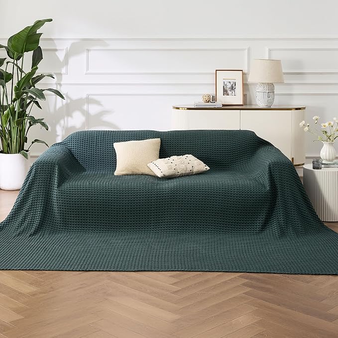 Bedsure Cooling Cotton Waffle Oversized King Blanket - Lightweight Breathable Rayon Derived from Bamboo for Hot Sleepers, Luxury Throws for Bed and Sofa, 120x96 Inches