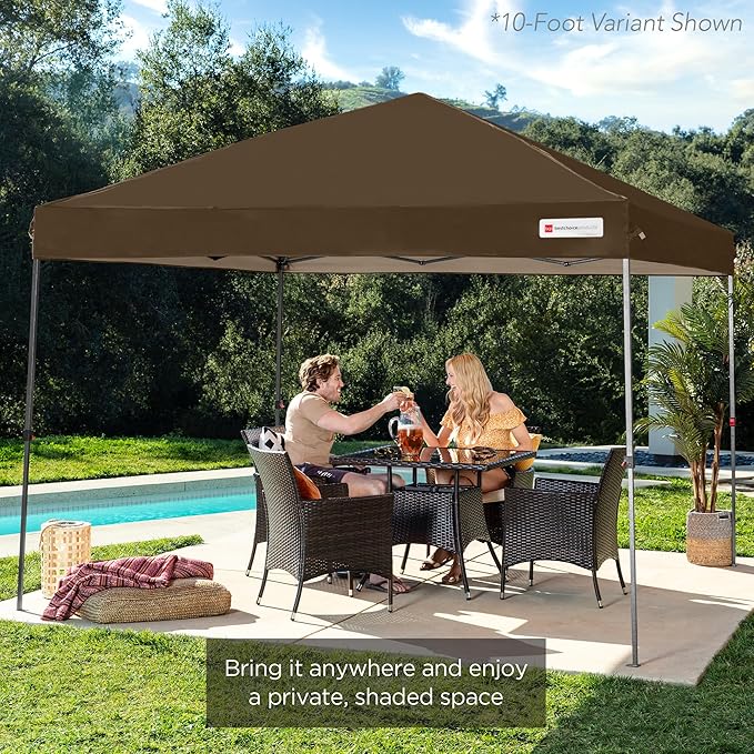 Best Choice Products 8x8ft Pop Up Canopy Tent, Outdoor Shade, 1 Person 1 Minute Set Up, Carry Case, 4 Weight Bags - Brown