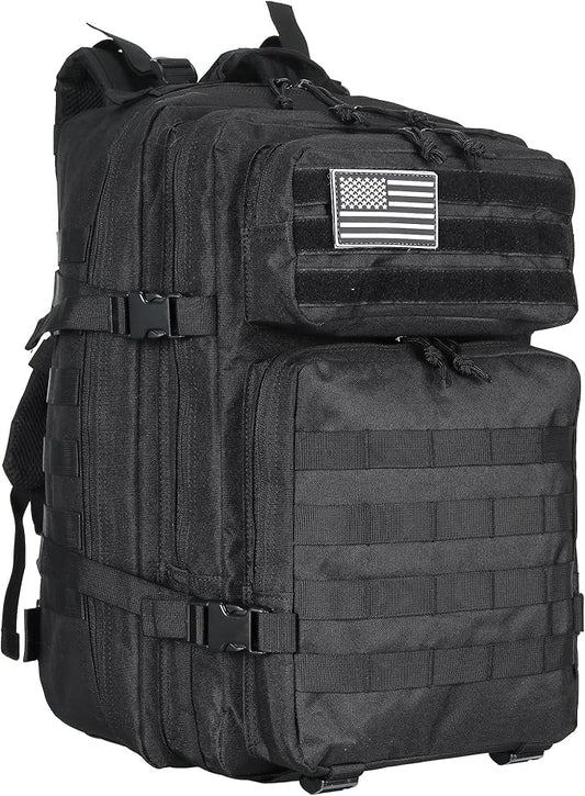 45L Military Tactical Backpacks 3 Days Assault Pack Bag Fitness Rucksack 3 Day Bug Out Bag Hiking Treeking Molle Daypack (Black2)
