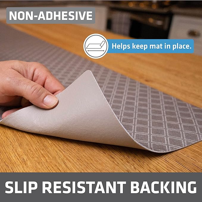 Drymate Premium Luxury Shelf & Drawer Liner, Thick Cushioned Fabric, Non-Adhesive, Absorbent, Waterproof, Slip-Resistant, Liners for Kitchen Cabinets, Cupboards (USA Made)(12”x59”)(24-Pack)(Taupe)